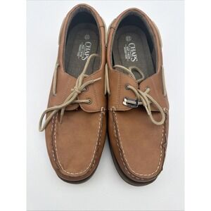 Chaps Shoes Mens 13 Boat Brown Leather Lace Up Low Top Casual Comfort Flats